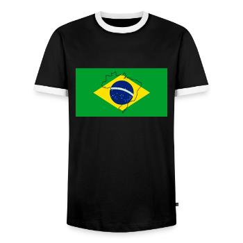 Brasilien Flagge - Männer Kontrast-T-Shirt - Schwarz/Weiß - Vorne - AI Model Female 172 light (172cm) & AI Model Male 178 light (178cm)