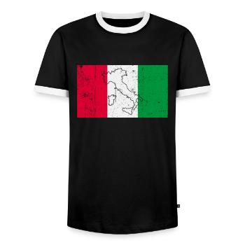 Italien Flagge - Männer Kontrast-T-Shirt - Schwarz/Weiß - Vorne - AI Model Female 172 light (172cm) & AI Model Male 178 light (178cm)