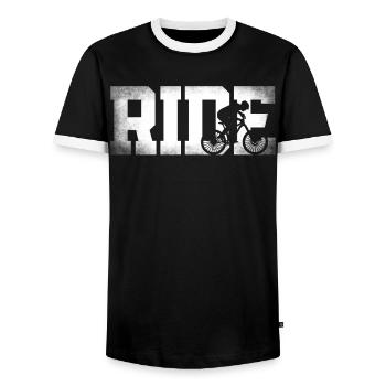 Enduro VTT VTT Équitation - T-shirt contrasté Homme - noir/blanc - Devant - AI Model Female 172 light (172cm) & AI Model Male 178 light (178cm)