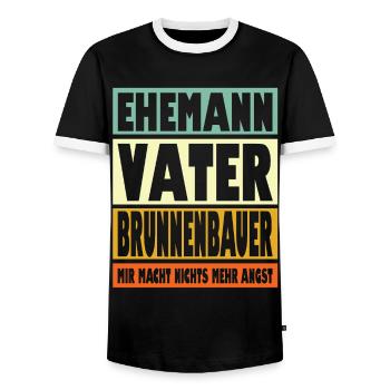 Brunnenbauer Vater Ehemann Held - Männer Kontrast-T-Shirt - Schwarz/Weiß - Vorne - AI Model Female 172 light (172cm) & AI Model Male 178 light (178cm)