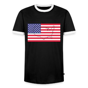 Drapeau de l’Amérique - T-shirt contrasté Homme - noir/blanc - Devant - AI Model Female 172 light (172cm) & AI Model Male 178 light (178cm)