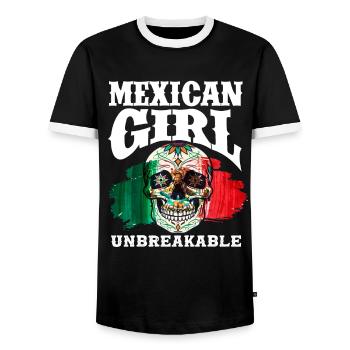 Mexico Mexican Girl Woman Gift - Men's Ringer Shirt - black/white - Front - AI Model Female 172 light (172cm) & AI Model Male 178 light (178cm)