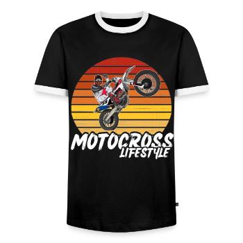 Motocross / Enduro / Freestyle mx / Dirtbike rétro - T-shirt contrasté Homme - noir/blanc - Devant - AI Model Female 172 light (172cm) & AI Model Male 178 light (178cm)