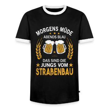 Morgens Müde Abends Blau Die Jungs vom Straßenbau - Männer Kontrast-T-Shirt - Schwarz/Weiß - Vorne - AI Model Female 172 light (172cm) & AI Model Male 178 light (178cm)
