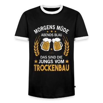Morgens Müde Abends Blau Die Jungs vom Trockenbau - Männer Kontrast-T-Shirt - Schwarz/Weiß - Vorne - AI Model Female 172 light (172cm) & AI Model Male 178 light (178cm)