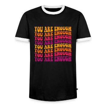 Vous êtes assez, Groovy Mental Health - T-shirt contrasté Homme - noir/blanc - Devant - AI Model Female 172 light (172cm) & AI Model Male 178 light (178cm)