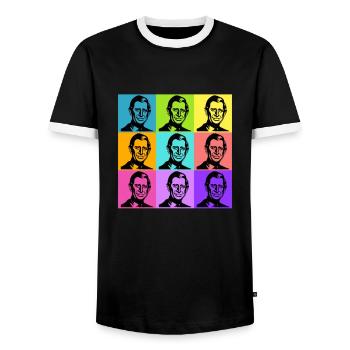 King Charles Colours - Männer Kontrast-T-Shirt - Schwarz/Weiß - Vorne - AI Model Female 172 light (172cm) & AI Model Male 178 light (178cm)