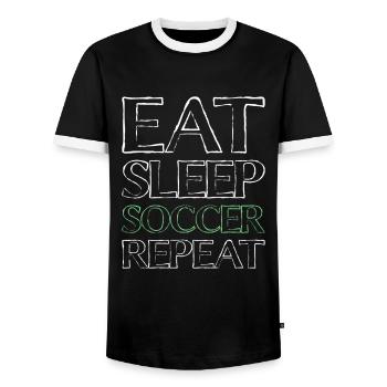 Manger du football de sommeil - T-shirt contrasté Homme - noir/blanc - Devant - AI Model Female 172 light (172cm) & AI Model Male 178 light (178cm)
