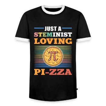 Just A Steminist Loving Pi-Zza Steminist Science - Männer Kontrast-T-Shirt - Schwarz/Weiß - Vorne - AI Model Female 172 light (172cm) & AI Model Male 178 light (178cm)
