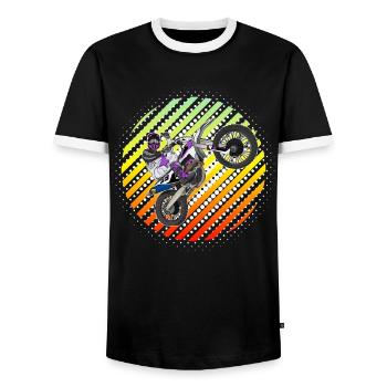 Motocross / Enduro / Freestyle mx / Dirtbike retro - Männer Kontrast-T-Shirt - Schwarz/Weiß - Vorne - AI Model Female 172 light (172cm) & AI Model Male 178 light (178cm)