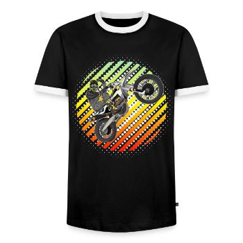 Motocross / Enduro / Freestyle mx / Dirtbike rétro - T-shirt contrasté Homme - noir/blanc - Devant - AI Model Female 172 light (172cm) & AI Model Male 178 light (178cm)