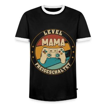 Mama Level Loading 2021 Schwangerschaft Verkünden - Männer Kontrast-T-Shirt - Schwarz/Weiß - Vorne - AI Model Female 172 light (172cm) & AI Model Male 178 light (178cm)