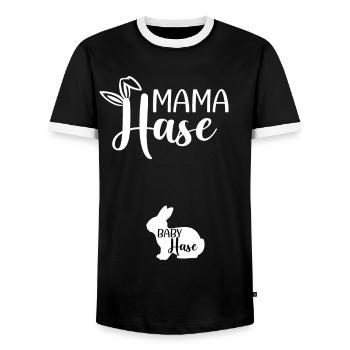 Ostern Schwanger Outfit Ankündigen Großeltern - Männer Kontrast-T-Shirt - Schwarz/Weiß - Vorne - AI Model Female 172 light (172cm) & AI Model Male 178 light (178cm)