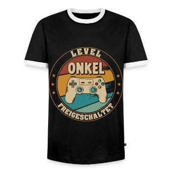 Onkel Level Loading Schwangerschaft Verkünden - Männer Kontrast-T-Shirt - Schwarz/Weiß - Vorne - AI Model Female 172 light (172cm) & AI Model Male 178 light (178cm)