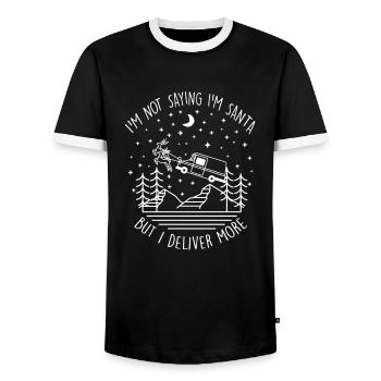 I'm Not Saying I'm Santa But Deliver More Postbote - Männer Kontrast-T-Shirt - Schwarz/Weiß - Vorne - AI Model Female 172 light (172cm) & AI Model Male 178 light (178cm)