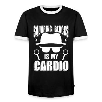 Squaring Blocks Is My Cardio, Verdeckter Ermittler - Männer Kontrast-T-Shirt - Schwarz/Weiß - Vorne - AI Model Female 172 light (172cm) & AI Model Male 178 light (178cm)