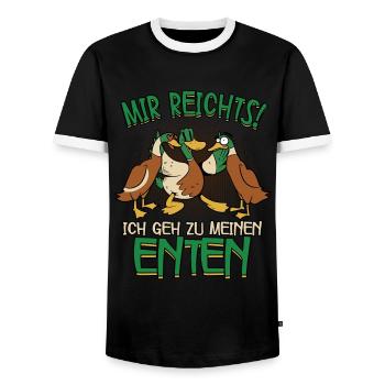Mir reichts ich geh zu meinen Enten - Männer Kontrast-T-Shirt - Schwarz/Weiß - Vorne - AI Model Female 172 light (172cm) & AI Model Male 178 light (178cm)