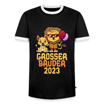 Großer Bruder 2023 - Männer Kontrast-T-Shirt - Schwarz/Weiß - Vorne - AI Model Female 172 light (172cm) & AI Model Male 178 light (178cm)