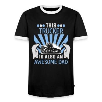Trucker Vatertag Fernfahrer LKW Fahrer - Männer Kontrast-T-Shirt - Schwarz/Weiß - Vorne - AI Model Female 172 light (172cm) & AI Model Male 178 light (178cm)