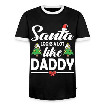 Le Père Noël ressemble beaucoup à papa Noël Noël - T-shirt contrasté Homme - noir/blanc - Devant - AI Model Female 172 light (172cm) & AI Model Male 178 light (178cm)