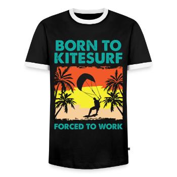 Kitesurfer Kitesurfing Kiteboard Kiter Kiten Bar - Men's Ringer Shirt - black/white - Front - AI Model Female 172 light (172cm) & AI Model Male 178 light (178cm)