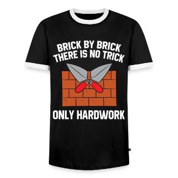 Maurer Maurermeister Mauerwerk Bricklayer Mason - Men's Ringer Shirt - black/white - Front - AI Model Female 172 light (172cm) & AI Model Male 178 light (178cm)
