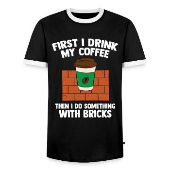 Maurer Maurermeister Mauerwerk Bricklayer Mason - Men's Ringer Shirt - black/white - Front - AI Model Female 172 light (172cm) & AI Model Male 178 light (178cm)