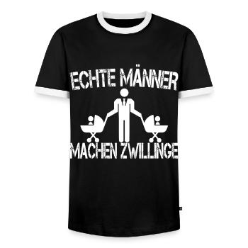 Werdender Papa von Zwillingen Mama Schwanger - Männer Kontrast-T-Shirt - Schwarz/Weiß - Vorne - AI Model Female 172 light (172cm) & AI Model Male 178 light (178cm)