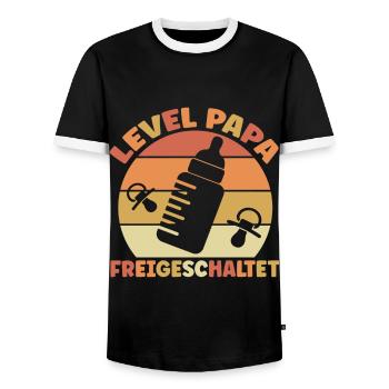 Papa Level Freigeschaltet Schwangerschaft - Männer Kontrast-T-Shirt - Schwarz/Weiß - Vorne - AI Model Female 172 light (172cm) & AI Model Male 178 light (178cm)