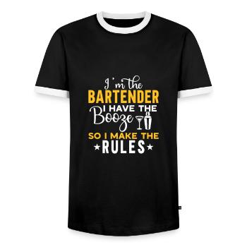 Bartender Gift Mixologist Saying Bar - Men's Ringer Shirt - black/white - Front - AI Model Female 172 light (172cm) & AI Model Male 178 light (178cm)