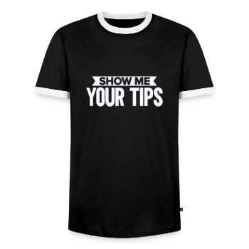 Bartender Gift Mixologist Saying Bar - Men's Ringer Shirt - black/white - Front - AI Model Female 172 light (172cm) & AI Model Male 178 light (178cm)