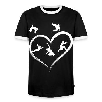Parkour Free Running Traceur Heart - T-shirt contrasté Homme - noir/blanc - Devant - AI Model Female 172 light (172cm) & AI Model Male 178 light (178cm)
