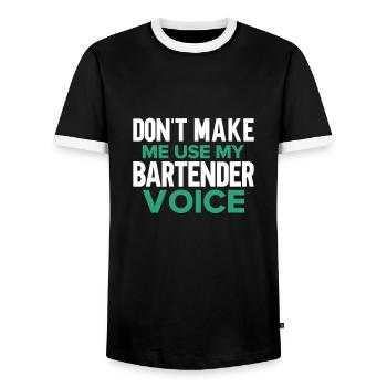 Bartender Gift Mixologist Saying Bar - Men's Ringer Shirt - black/white - Front - AI Model Female 172 light (172cm) & AI Model Male 178 light (178cm)