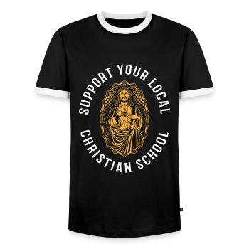 Teacher of Religion Religious Education - Men's Ringer Shirt - black/white - Front - AI Model Female 172 light (172cm) & AI Model Male 178 light (178cm)