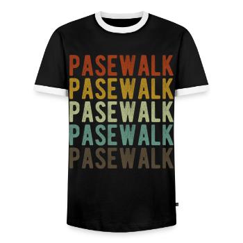 Pasewalk Stadt Retro Vintage - Männer Kontrast-T-Shirt - Schwarz/Weiß - Vorne - AI Model Female 172 light (172cm) & AI Model Male 178 light (178cm)