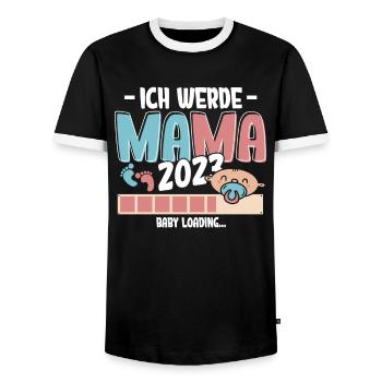 I'm going to be Mom 2023 Loading - Men's Ringer Shirt - black/white - Front - AI Model Female 172 light (172cm) & AI Model Male 178 light (178cm)