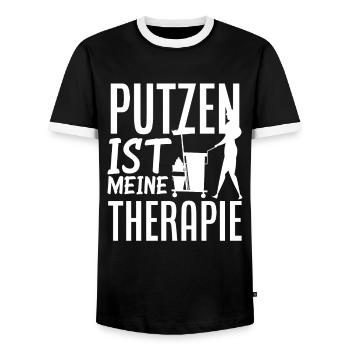 Putzfrau Therapie Reinigunskraft - Männer Kontrast-T-Shirt - Schwarz/Weiß - Vorne - AI Model Female 172 light (172cm) & AI Model Male 178 light (178cm)