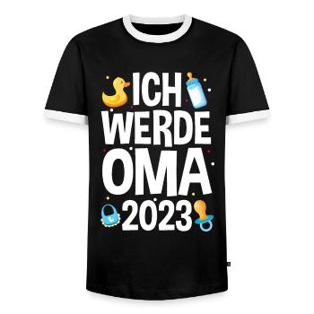 Großmutter 2023 Schwanger Werdende Oma - Männer Kontrast-T-Shirt - Schwarz/Weiß - Vorne - AI Model Female 172 light (172cm) & AI Model Male 178 light (178cm)