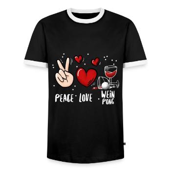 Wein Pong Trinkspiel - Männer Kontrast-T-Shirt - Schwarz/Weiß - Vorne - AI Model Female 172 light (172cm) & AI Model Male 178 light (178cm)