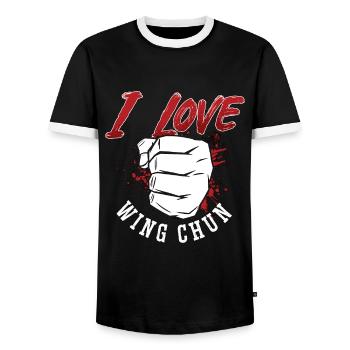 Wing Chun I Love Wing Chun Fighter Kung Fu Fight - Men's Ringer Shirt - black/white - Front - AI Model Female 172 light (172cm) & AI Model Male 178 light (178cm)