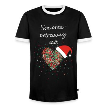 Seniorenbetreuung Mit Herz Weihnachtsoutfit - Männer Kontrast-T-Shirt - Schwarz/Weiß - Vorne - AI Model Female 172 light (172cm) & AI Model Male 178 light (178cm)