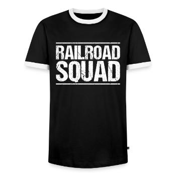 Gleisbauer Schienenarbeiter Gleisbau Track Laborer - Männer Kontrast-T-Shirt - Schwarz/Weiß - Vorne - AI Model Female 172 light (172cm) & AI Model Male 178 light (178cm)