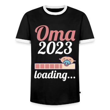 Großmutter 2023 Schwanger Werdende Oma - Männer Kontrast-T-Shirt - Schwarz/Weiß - Vorne - AI Model Female 172 light (172cm) & AI Model Male 178 light (178cm)