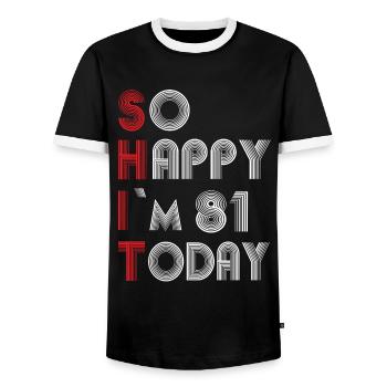 81 ans - T-shirt contrasté Homme - noir/blanc - Devant - AI Model Female 172 light (172cm) & AI Model Male 178 light (178cm)