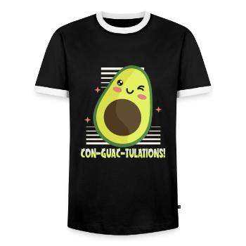 Avocado design for vegetarians and vegans - Men's Ringer Shirt - black/white - Front - AI Model Female 172 light (172cm) & AI Model Male 178 light (178cm)