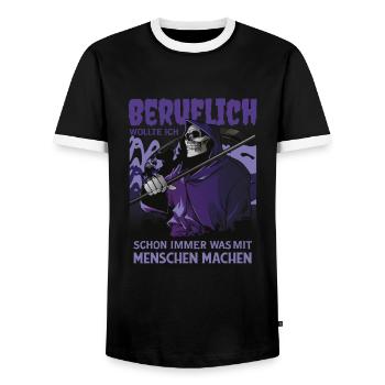 Spruch - Beruflich wollte ich schon immer was mit - Männer Kontrast-T-Shirt - Schwarz/Weiß - Vorne - AI Model Female 172 light (172cm) & AI Model Male 178 light (178cm)