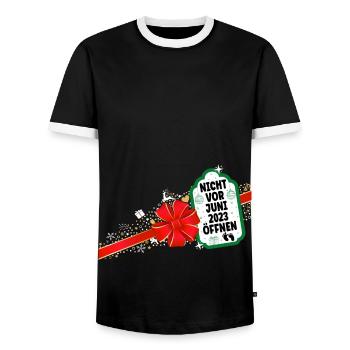Weihnachten Schwangerschaft Verkünden Ideen Juni - Männer Kontrast-T-Shirt - Schwarz/Weiß - Vorne - AI Model Female 172 light (172cm) & AI Model Male 178 light (178cm)