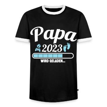 Papa 2023 wird geladen Lustige Schwangerschaft - Männer Kontrast-T-Shirt - Schwarz/Weiß - Vorne - AI Model Female 172 light (172cm) & AI Model Male 178 light (178cm)