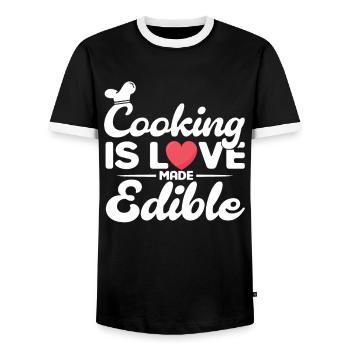 Chef Saying Gift Funny Chef - Men's Ringer Shirt - black/white - Front - AI Model Female 172 light (172cm) & AI Model Male 178 light (178cm)