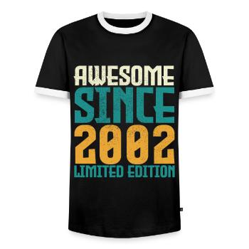 Awesome Since 2002 limited edition. - Men's Ringer Shirt - black/white - Front - AI Model Female 172 light (172cm) & AI Model Male 178 light (178cm)